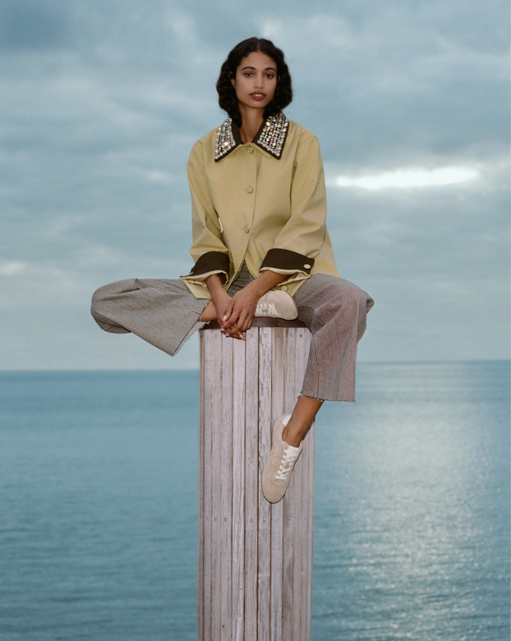 Veronica Beard | Riviera Suede Sneaker in Sand/Lily Sand/Lily