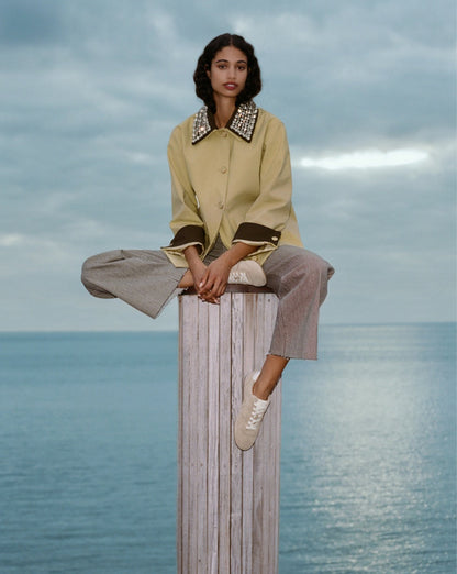 Veronica Beard | Riviera Suede Sneaker in Sand/Lily Sand/Lily