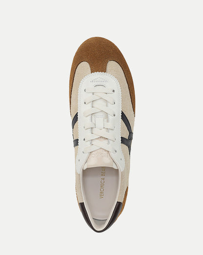 Veronica Beard | Riviera Suede Sneaker in Beige & Brown Sand/Hazelwood