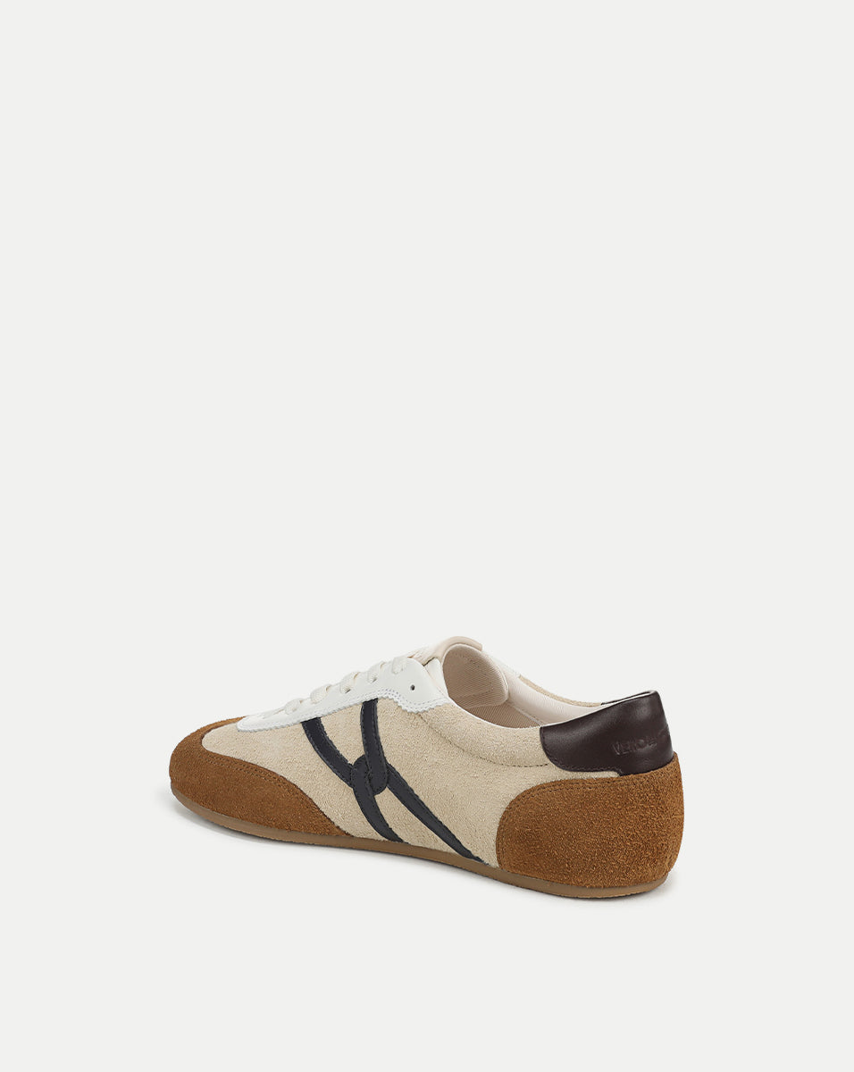 Veronica Beard | Riviera Suede Sneaker in Beige & Brown Sand/Hazelwood