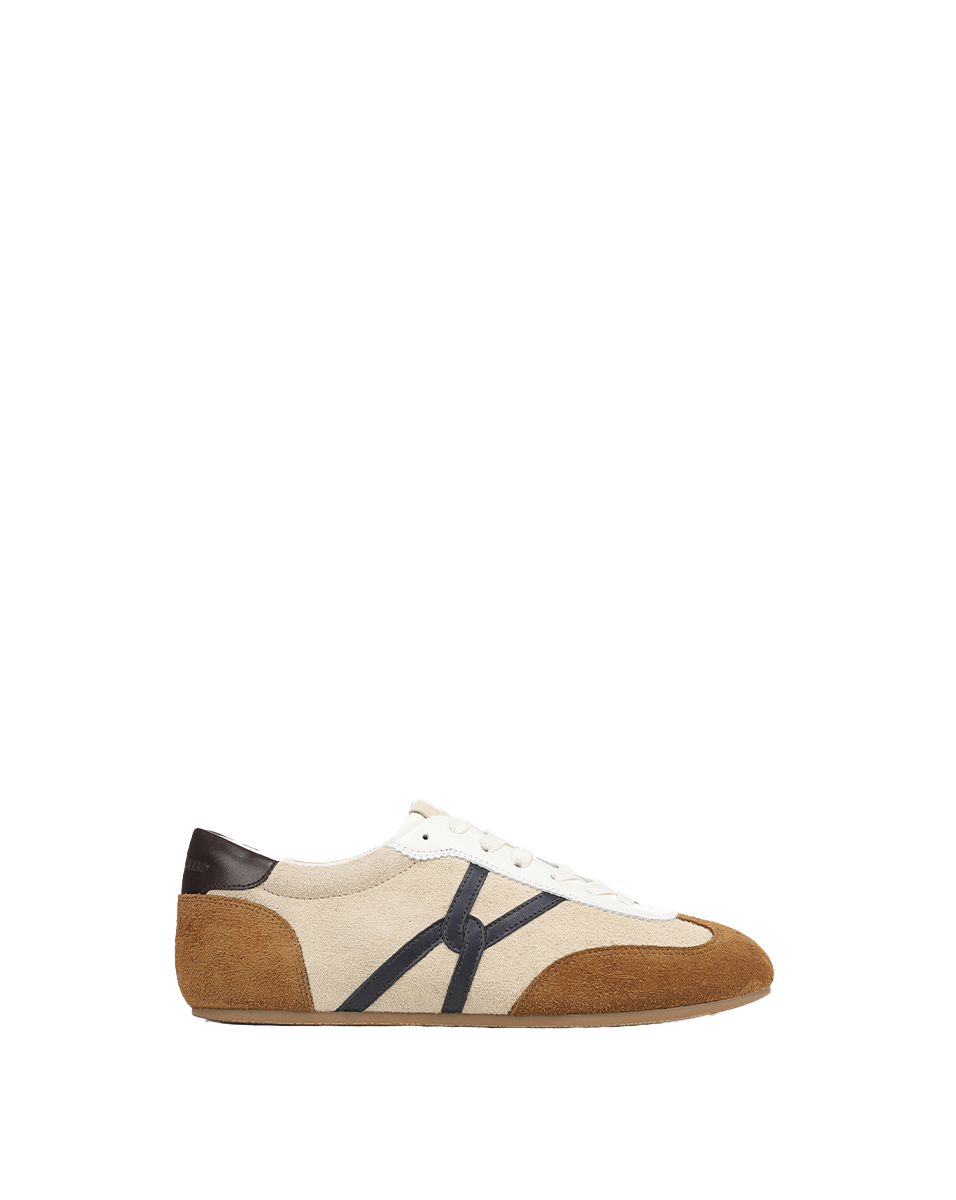 Veronica Beard | Riviera Suede Sneaker in Beige & Brown Sand/Hazelwood