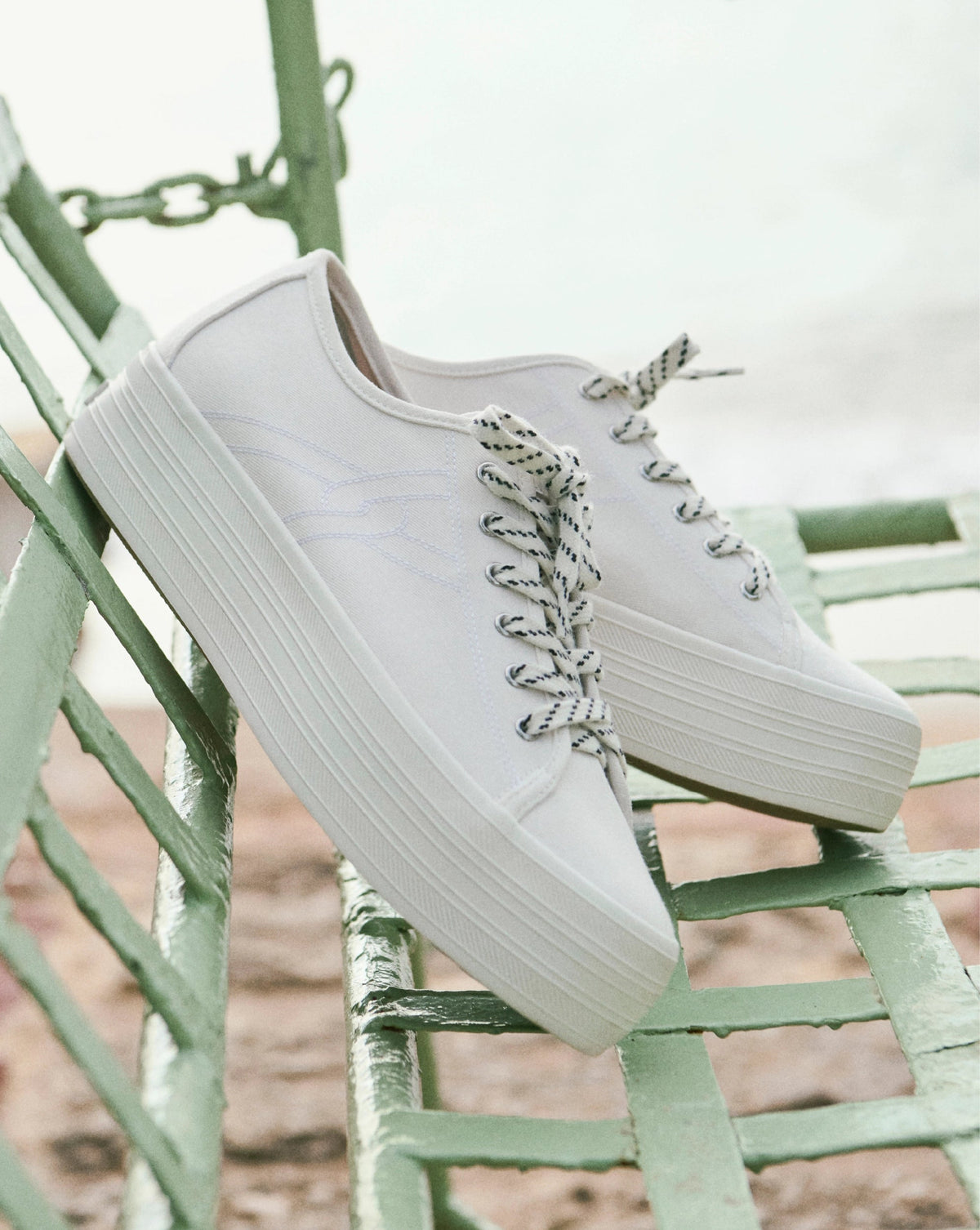 Veronica Beard | Truett Platform Sneaker in White Coconut Coconut