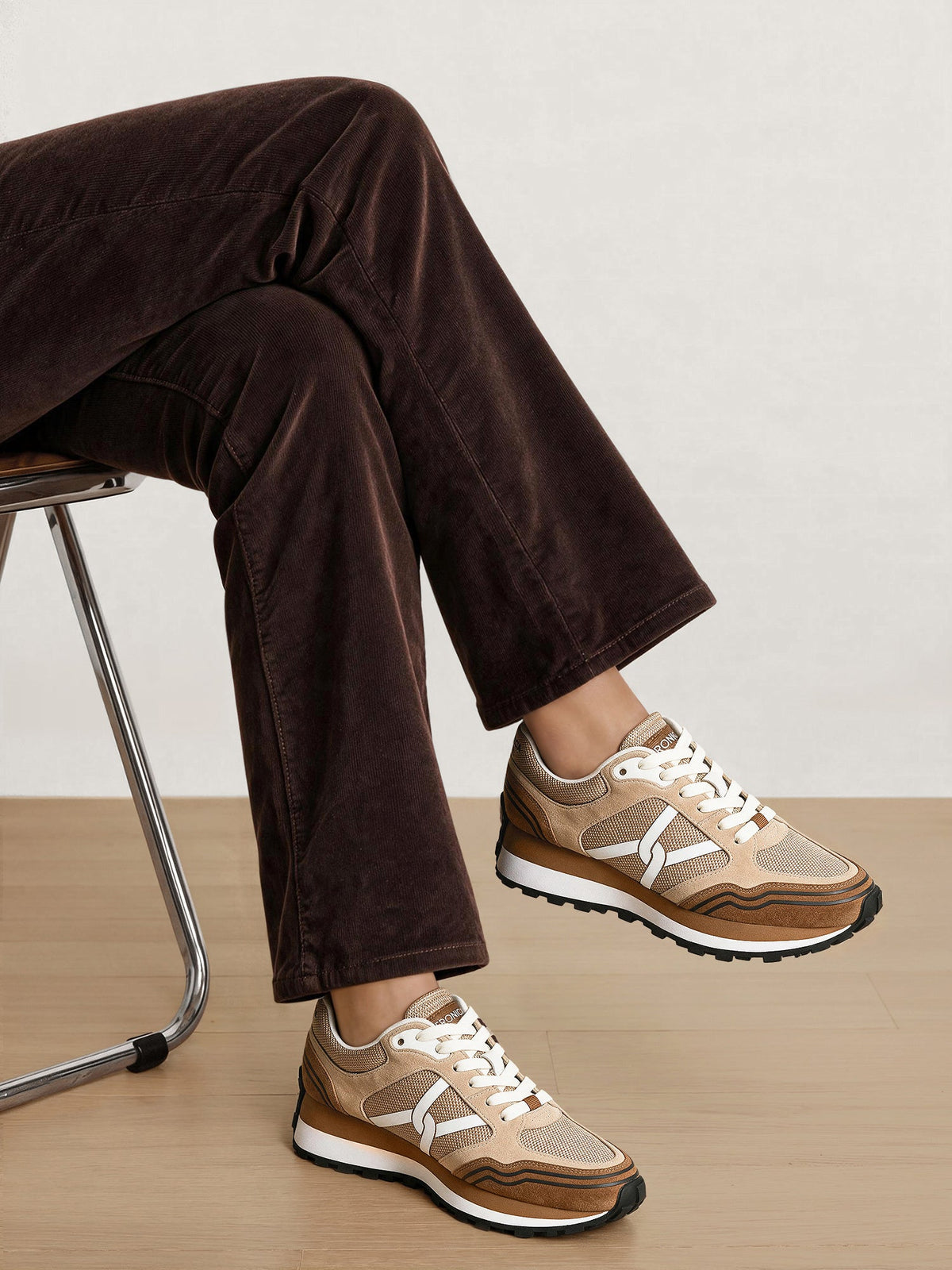 Veronica Beard | Valentina Sport Sneaker in Chestnut/Ecru Chestnut/Ecru