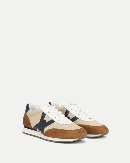 Veronica Beard | Penrose Sneaker in Beige & Tan Sand/Hazelnut/Navy