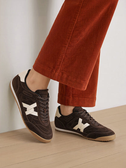 Veronica Beard | Natalia Suede Sneaker in Dark Brown Espresso
