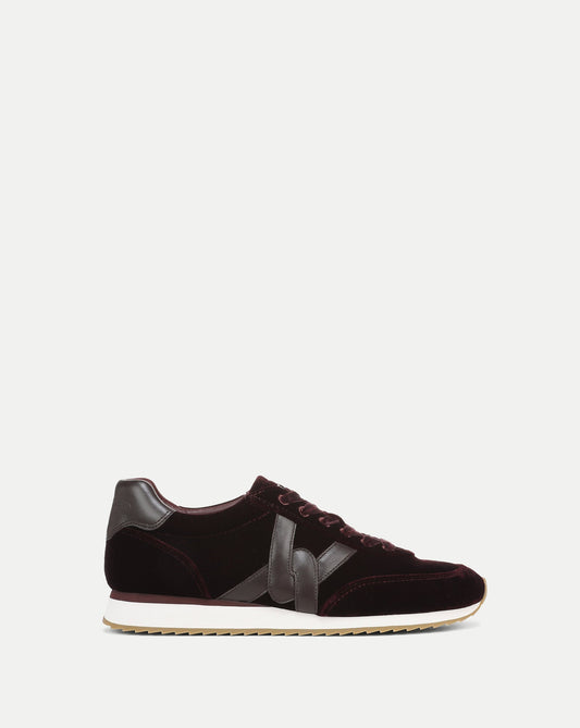 Veronica Beard | Penrose Velvet Sneaker in Burgundy & Brown Burgundy/Espresso