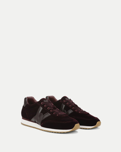 Veronica Beard | Penrose Velvet Sneaker in Burgundy & Brown Burgundy/Espresso