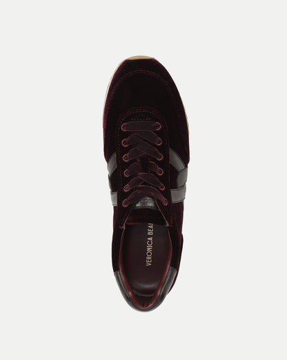 Veronica Beard | Penrose Velvet Sneaker in Burgundy & Brown Burgundy/Espresso