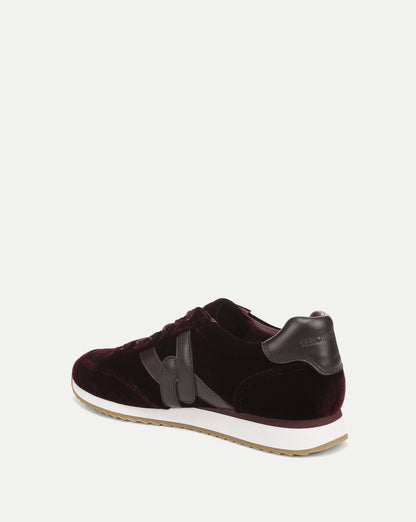 Veronica Beard | Penrose Velvet Sneaker in Burgundy & Brown Burgundy/Espresso
