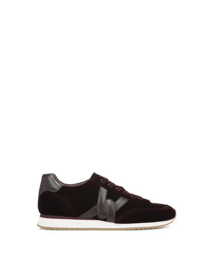 Veronica Beard | Penrose Velvet Sneaker in Burgundy & Brown Burgundy/Espresso