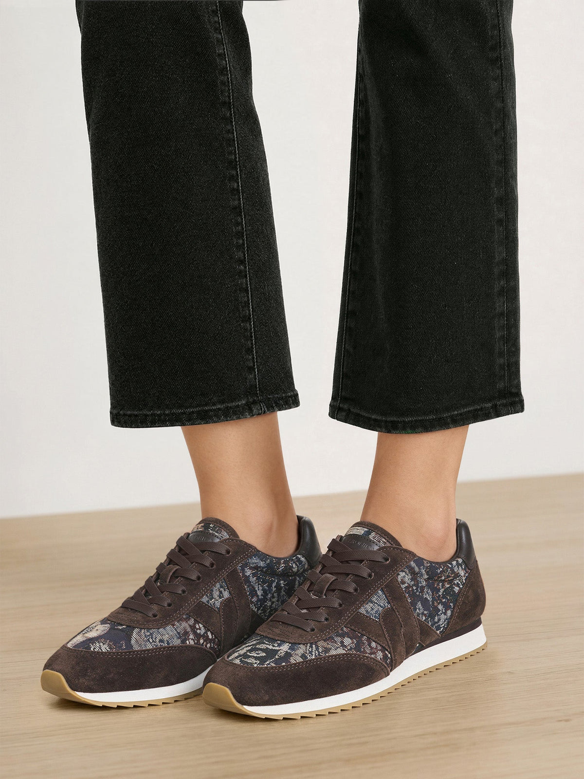 Veronica Beard | Penrose Brocade Sneaker in Dark Brown Espresso Multi
