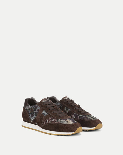Veronica Beard | Penrose Brocade Sneaker in Dark Brown Espresso Multi