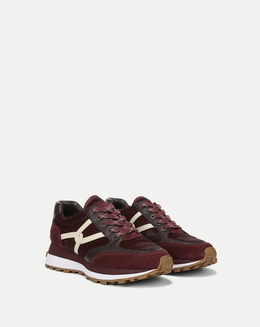 Veronica Beard | Valentina Calf-Hair Sneaker in Burgundy Burgundy