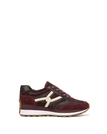Veronica Beard | Valentina Calf-Hair Sneaker in Burgundy Burgundy