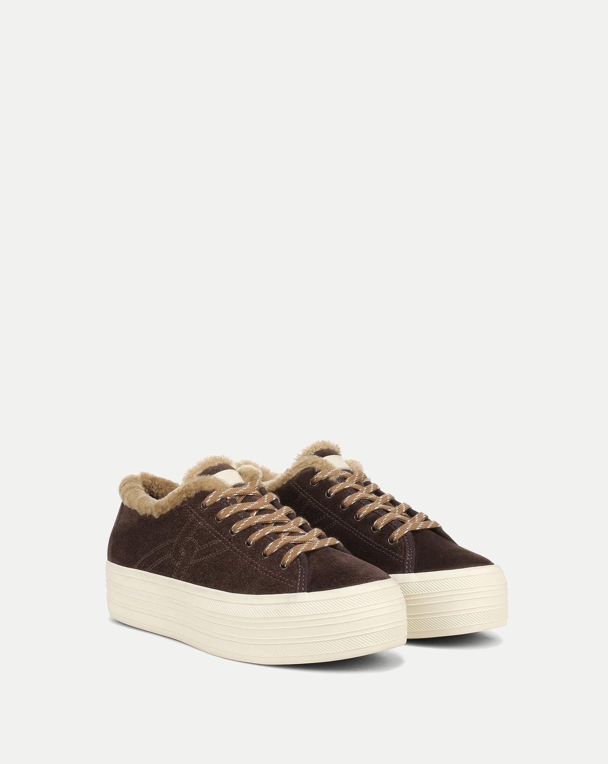 Veronica Beard | Truett Shearling Platform Sneaker in Espresso Espresso