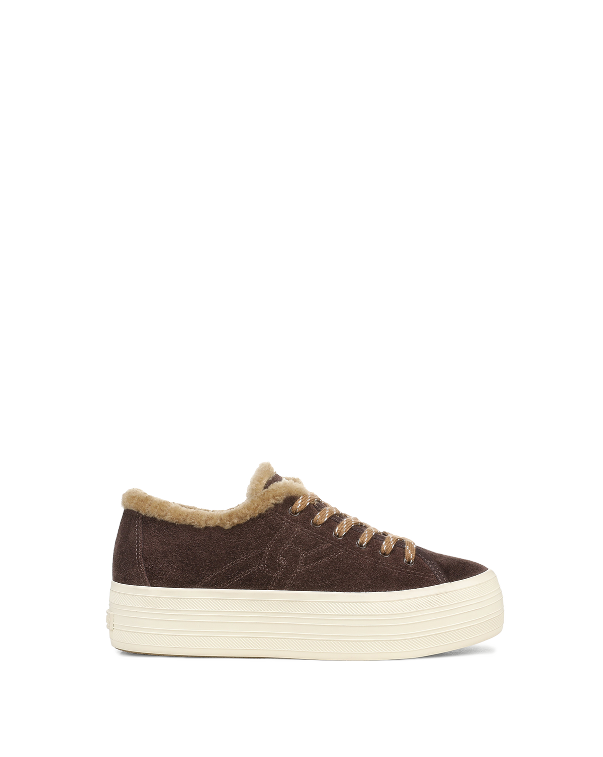 Veronica Beard | Truett Shearling Platform Sneaker in Espresso Espresso
