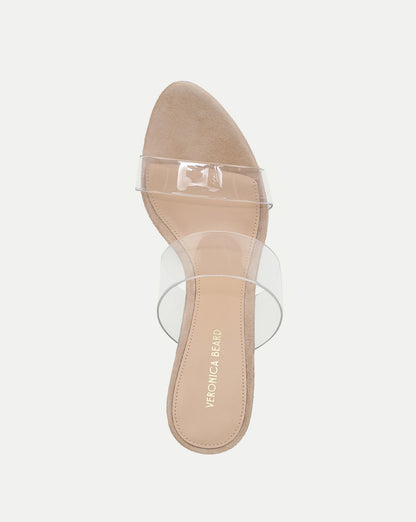 Veronica Beard | Asha Mid-Heel Sandal in Sand/Clear Sand/Clear