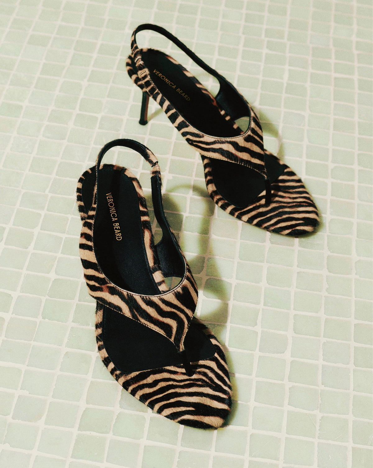 Veronica Beard | Talon Calf Hair Slingback Sandal in Ziger Zebra Print Ziger