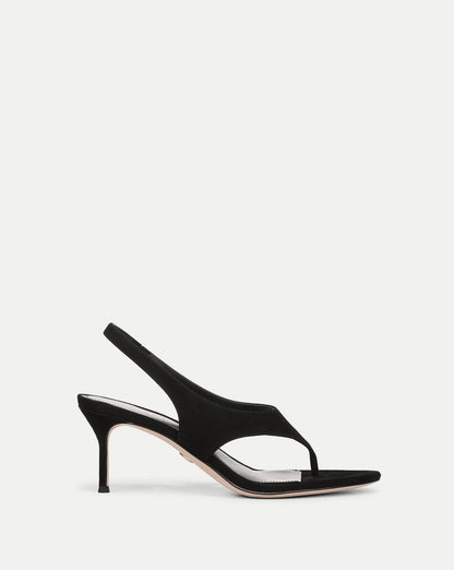 Veronica Beard | Talon Suede Slingback Heeled Sandals in Black Black