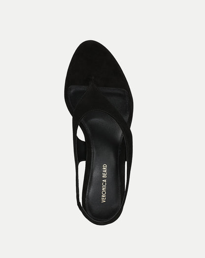 Veronica Beard | Talon Suede Slingback Heeled Sandals in Black Black