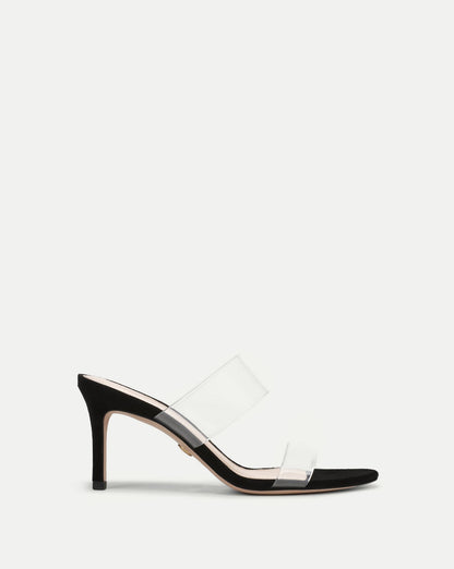 Veronica Beard | Asha Mid-Heel Sandal in Clear/Black Clear/Black