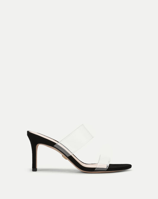 Veronica Beard | Asha Mid-Heel Sandal in Clear/Black Clear/Black