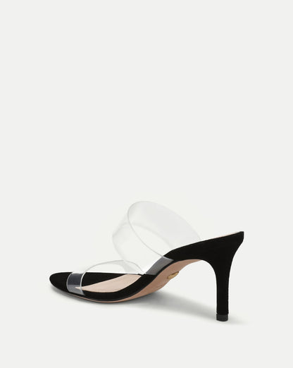 Veronica Beard | Asha Mid-Heel Sandal in Clear/Black Clear/Black