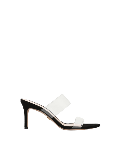 Veronica Beard | Asha Mid-Heel Sandal in Clear/Black Clear/Black