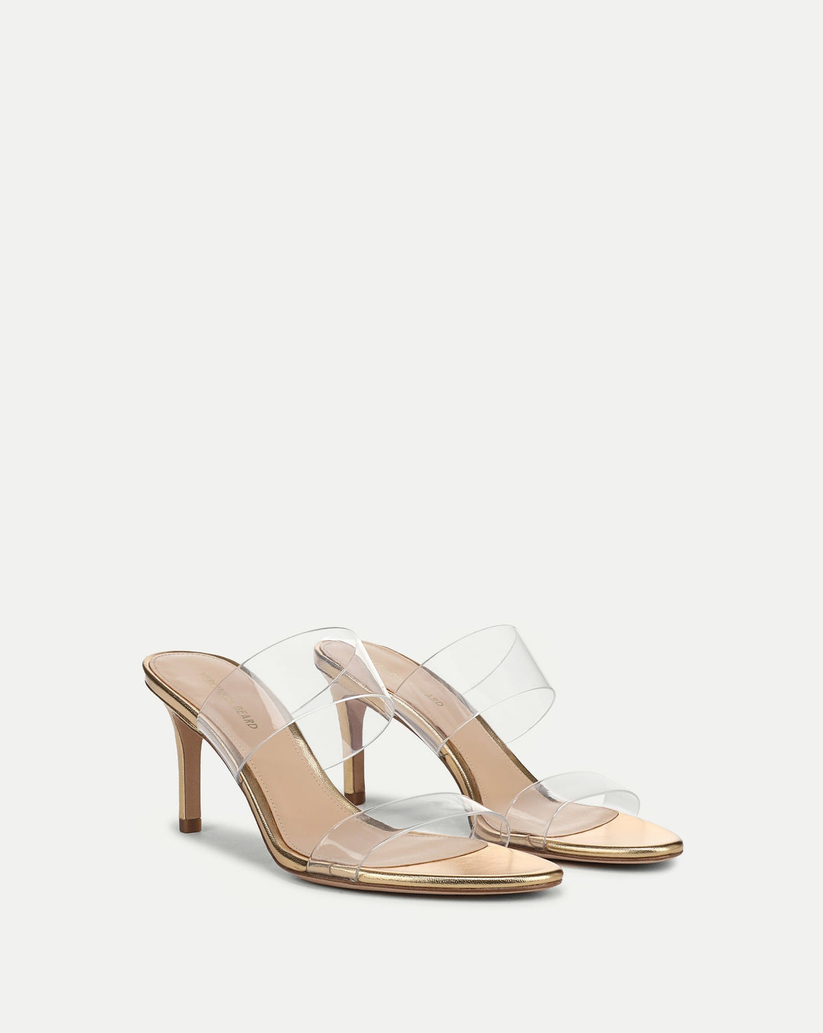 Veronica Beard | Asha Mid-Heel Sandal in Clear/Pale Gold Clear/Pale Gold