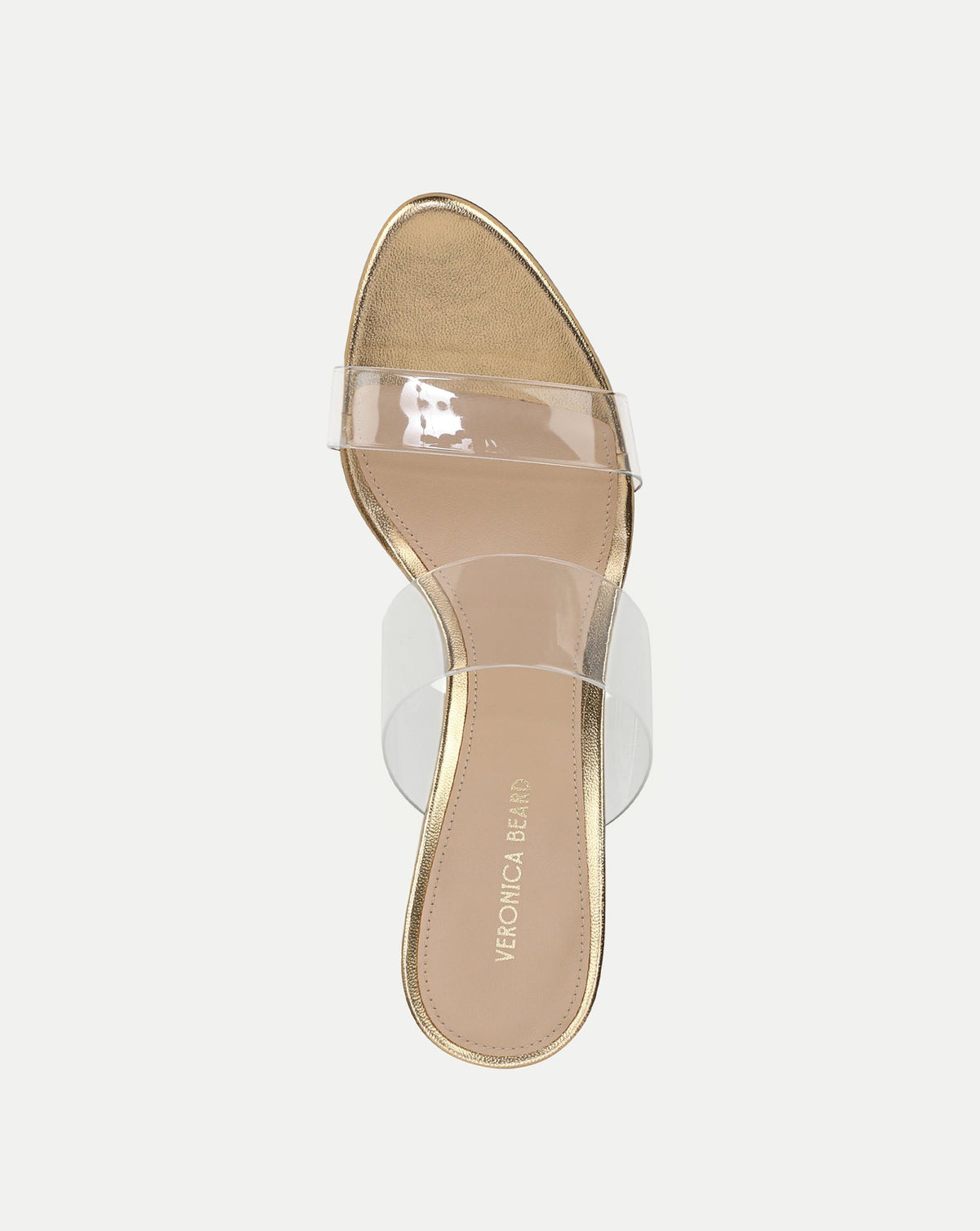 Veronica Beard | Asha Mid-Heel Sandal in Clear/Pale Gold Clear/Pale Gold
