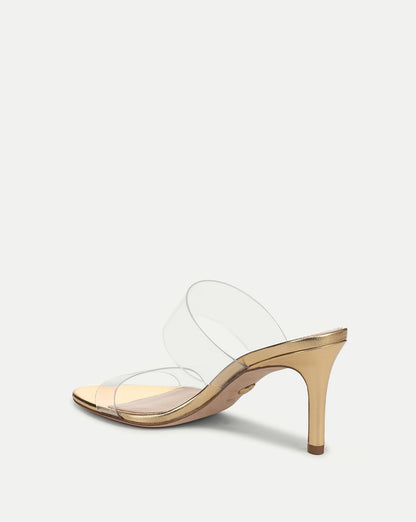 Veronica Beard | Asha Mid-Heel Sandal in Clear/Pale Gold Clear/Pale Gold