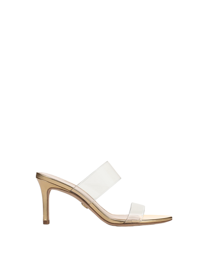 Veronica Beard | Asha Mid-Heel Sandal in Clear/Pale Gold Clear/Pale Gold