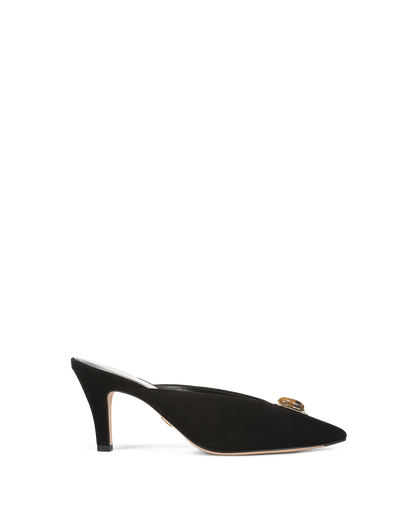 Veronica Beard | Rochelle Cabochon Mule in Black Suede Black