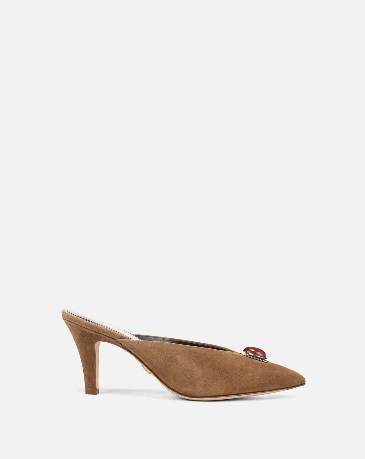 Veronica Beard | Rochelle Cabochon Mule in Brown Suede Chestnut