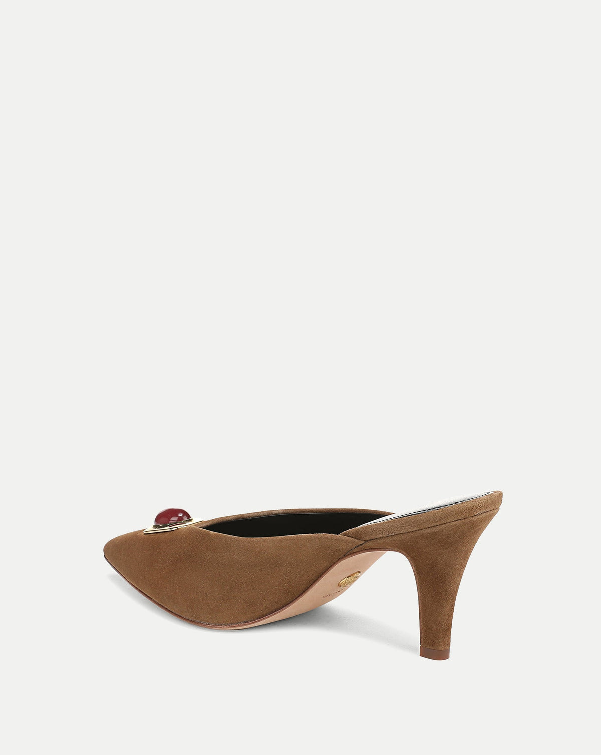 Veronica Beard | Rochelle Cabochon Mule in Brown Suede Chestnut
