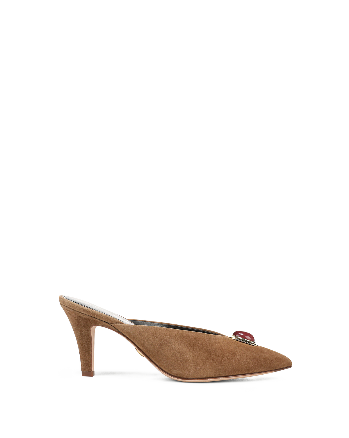 Veronica Beard | Rochelle Cabochon Mule in Brown Suede Chestnut