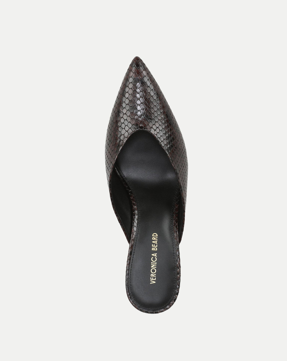 Veronica Beard | Rochelle Snake-Embossed Mule in Dark Brown Espresso