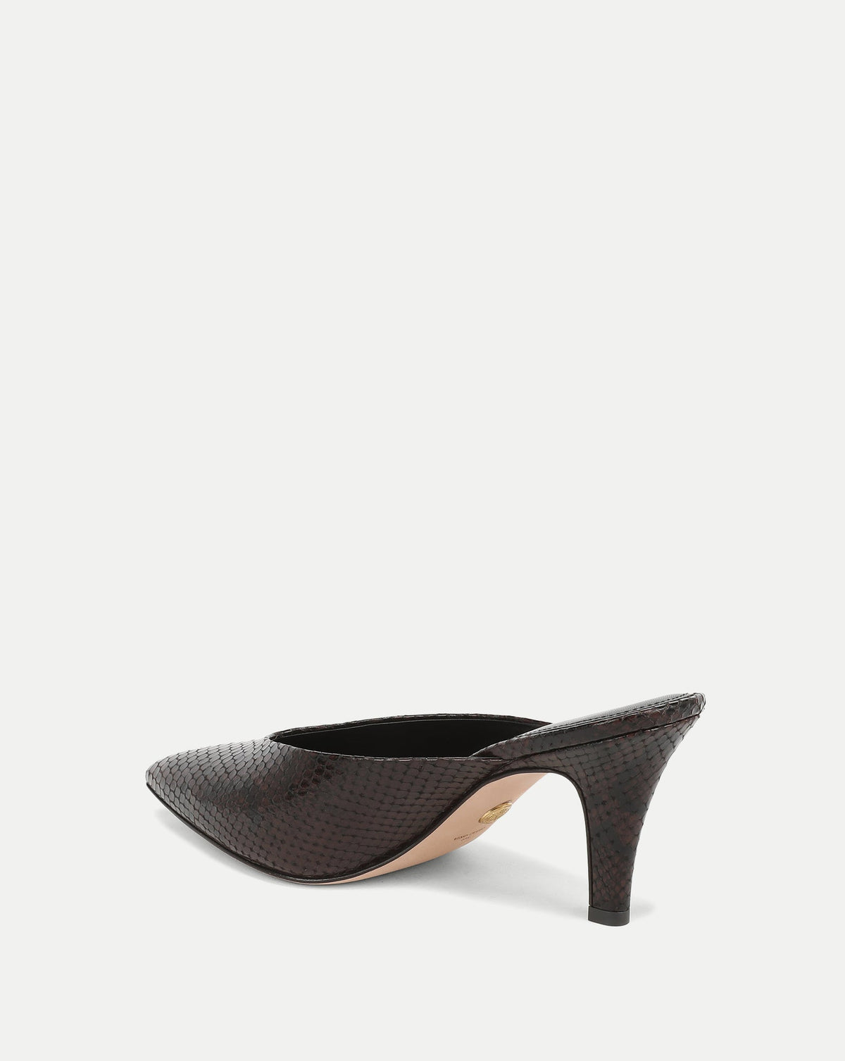 Veronica Beard | Rochelle Snake-Embossed Mule in Dark Brown Espresso