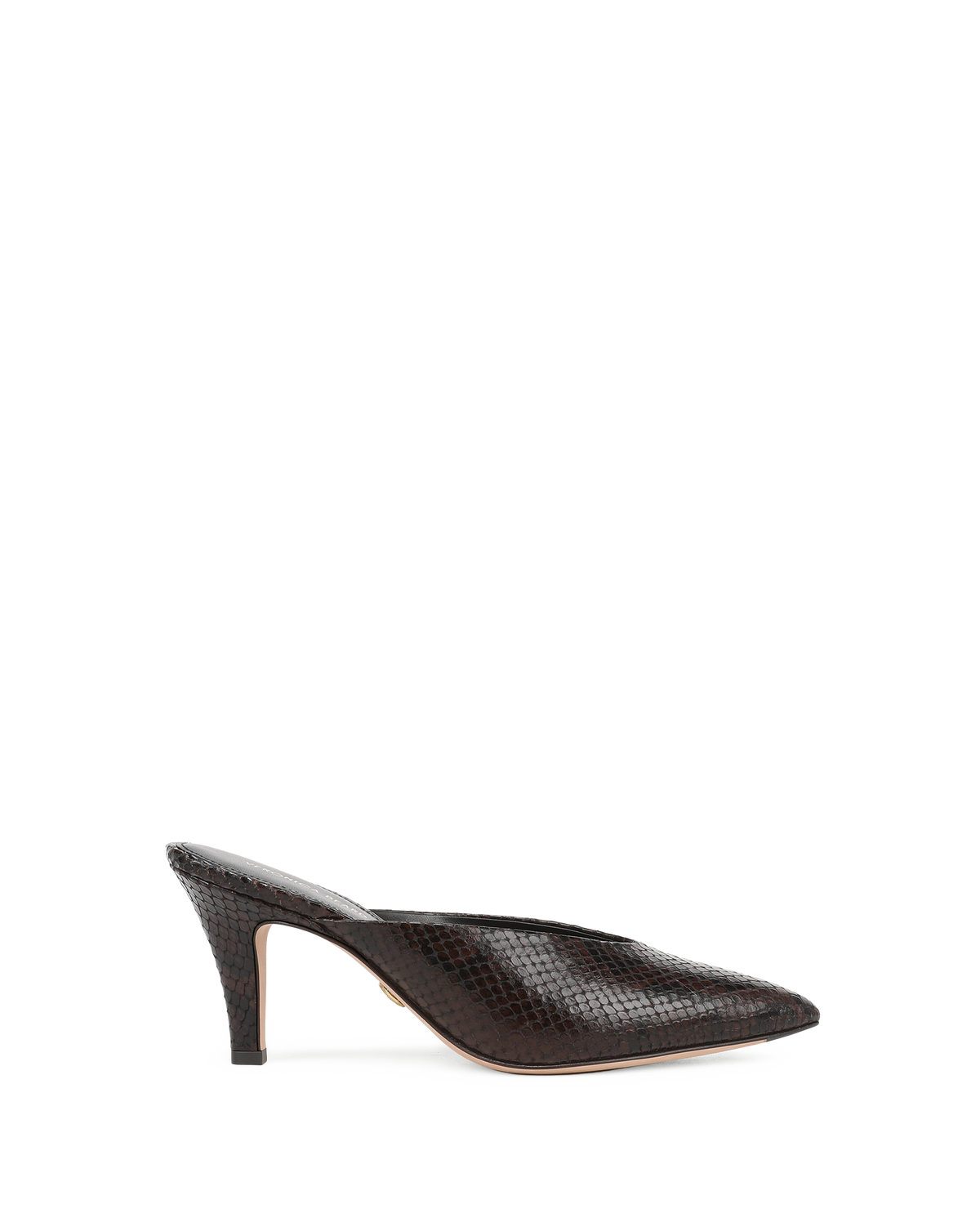 Veronica Beard | Rochelle Snake-Embossed Mule in Dark Brown Espresso