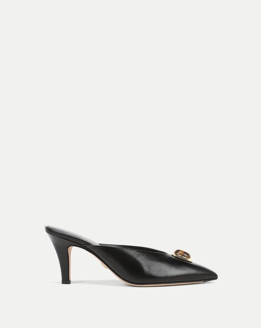 Veronica Beard | Rochelle Cabochon Mule in Black Leather Black
