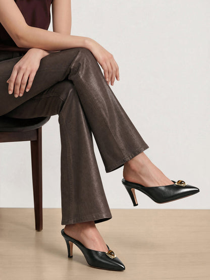 Veronica Beard | Rochelle Cabochon Mule in Black Leather Black
