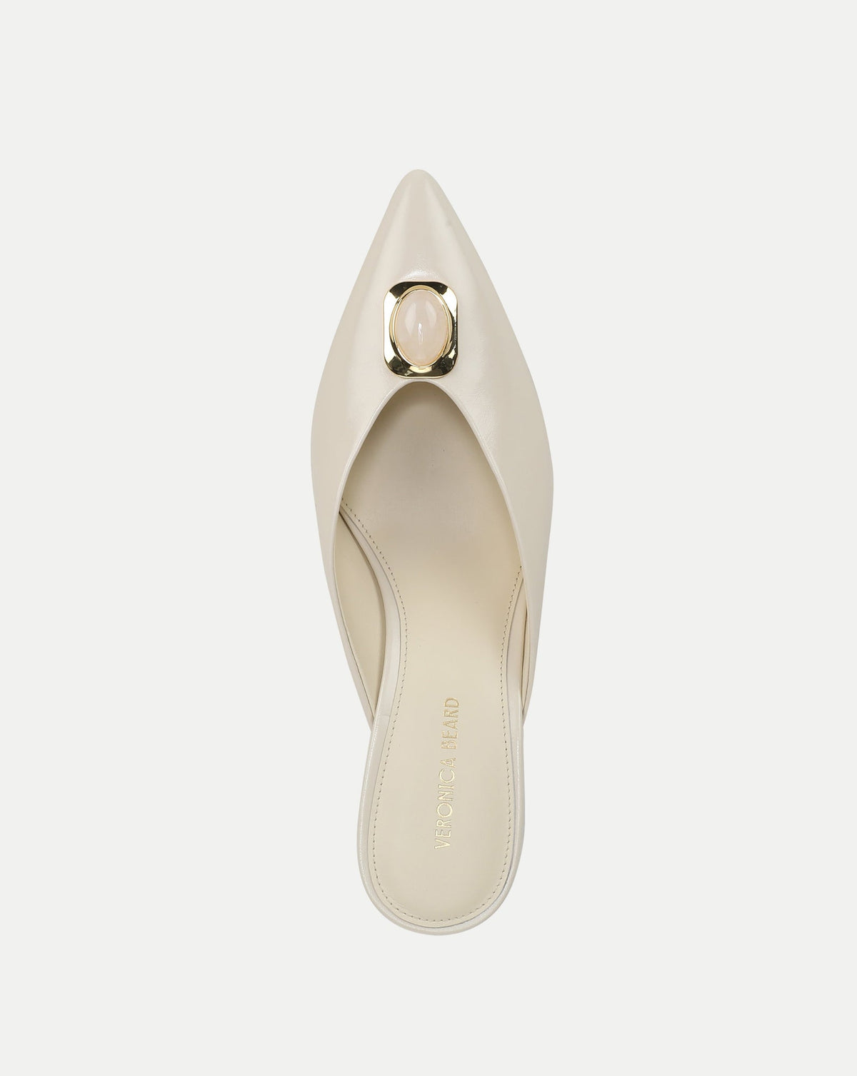 Veronica Beard | Rochelle Cabochon Mule in White Leather Limestone