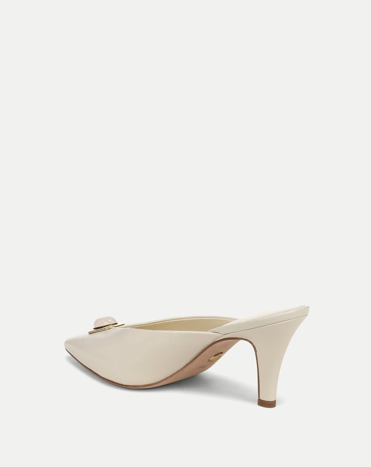 Veronica Beard | Rochelle Cabochon Mule in White Leather Limestone