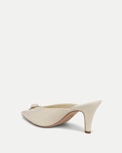 Veronica Beard | Rochelle Cabochon Mule in White Leather Limestone