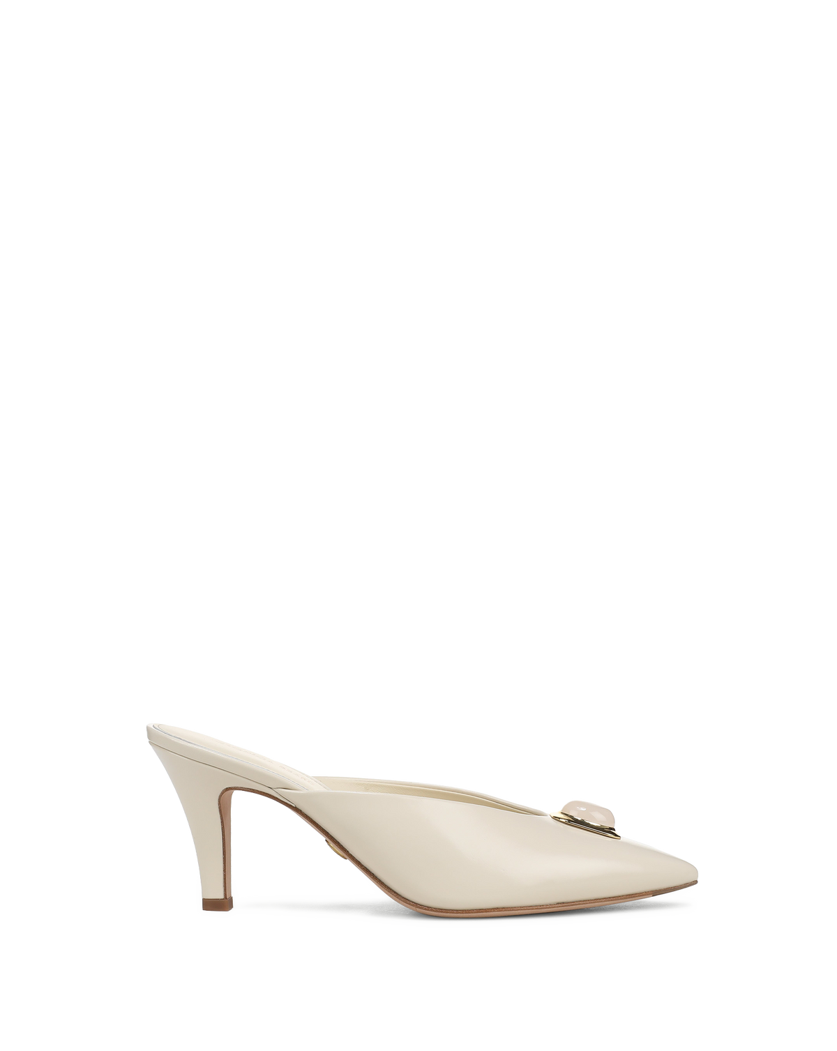 Veronica Beard | Rochelle Cabochon Mule in White Leather Limestone