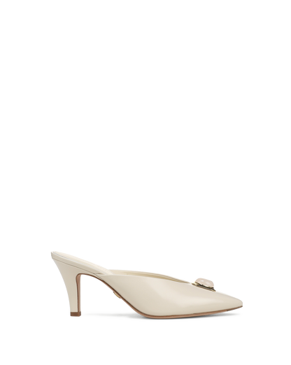 Veronica Beard | Rochelle Cabochon Mule in White Leather Limestone