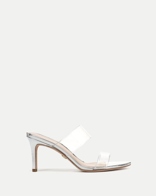 Veronica Beard | Asha Mid-Heel Sandal in Silver Silver
