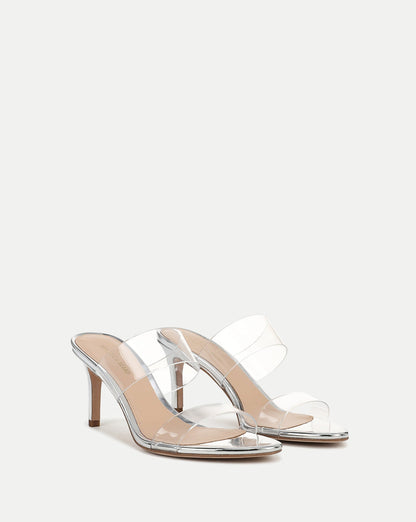 Veronica Beard | Asha Mid-Heel Sandal in Silver Silver
