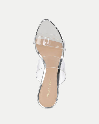 Veronica Beard | Asha Mid-Heel Sandal in Silver Silver