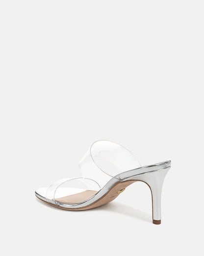 Veronica Beard | Asha Mid-Heel Sandal in Silver Silver